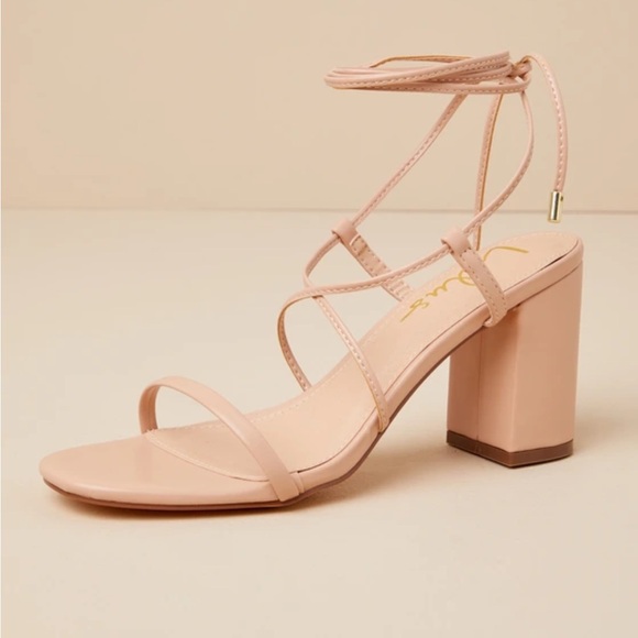 Nude Strappy Block Heels Roman Sandals